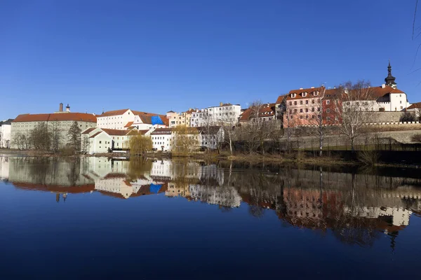 Sunny Winter Royal Medieval Town Pisek Castle River Otava República —  Fotos de Stock