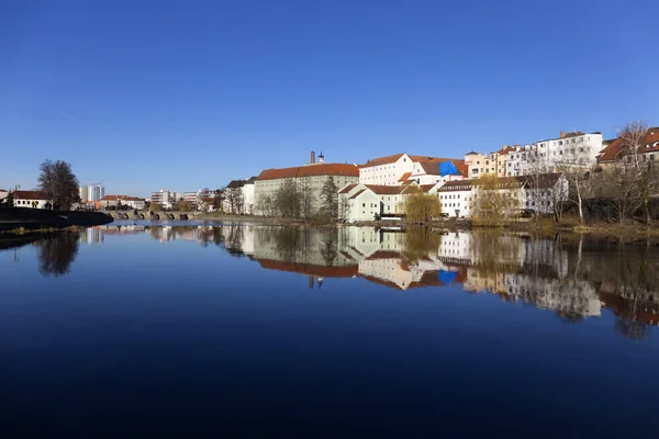 Sunny Winter Royal Medieval Town Pisek River Otava República Checa —  Fotos de Stock