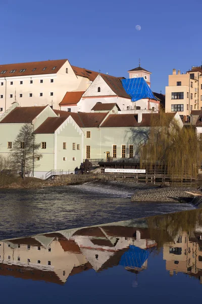 Słoneczne Zimowe Royal Średniowieczne Miasto Pisek Powyżej Rzeki Otavy Republika — Zdjęcie stockowe