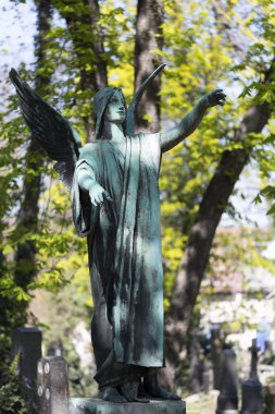 Tarihi heykel üzerinde gizemli eski Prag Mezarlığı, Çek Cumhuriyeti