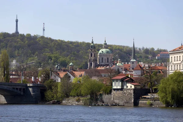 Sunny Prague City Ovanför Floden Vltava Tjeckien — Stockfoto