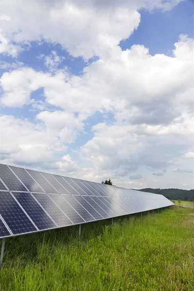 Solar Power Station Spring Meadow — Stock Photo, Image