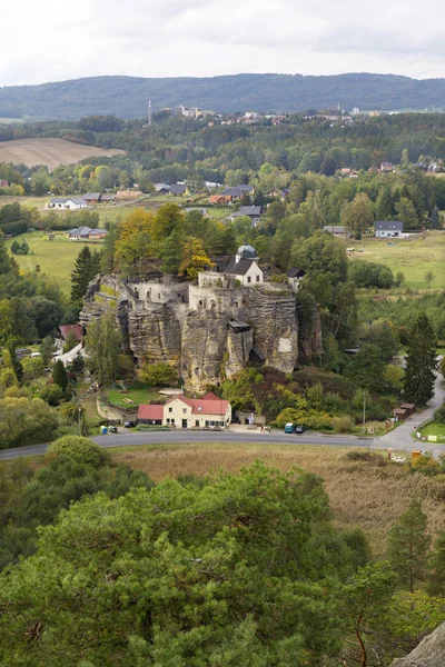 Impregnável Castelo Rupestre Medieval Sloup Século Xiii Paisagem Norte Boêmia — Fotografia de Stock