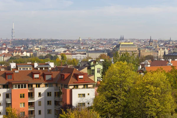 Herfst Praag Stad Met Kleurrijke Bomen Uit Heuvel Petrin Tsjechië — Stockfoto