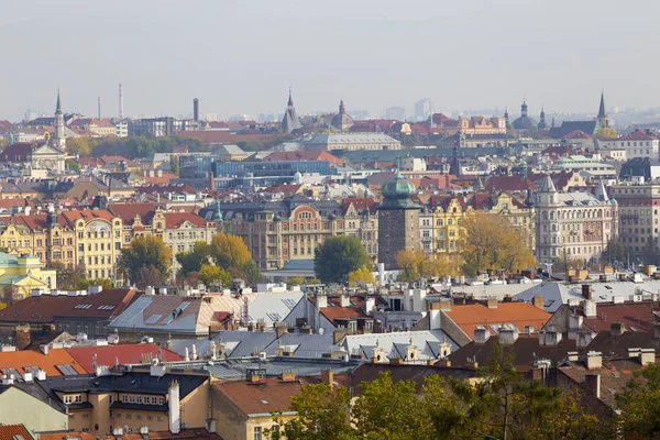 Herfst Praag Stad Met Kleurrijke Bomen Uit Heuvel Petrin Tsjechië — Stockfoto