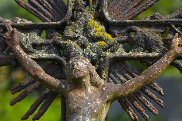 Colorful Jesus Autumn Nature Old Village Cemetery Czech Republic — Stock Photo, Image