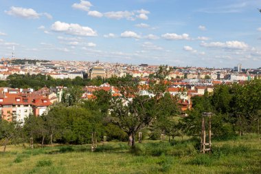 Çek Cumhuriyeti 'nin Petrin Tepesi' nden yeşil doğalı Prag Şehri