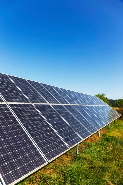 Detail Solární Elektrárny Konci Léta Příroda — Stock fotografie