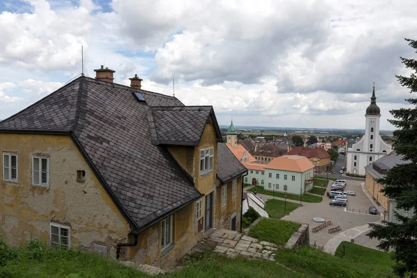 Vista Sobre Pequena Cidade Javornik Rychlebske Mountains Northern Moravia Czech — Fotografia de Stock