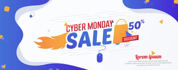 Cyber Monday Sale Advertising Banner Vector Template — Stock Vector