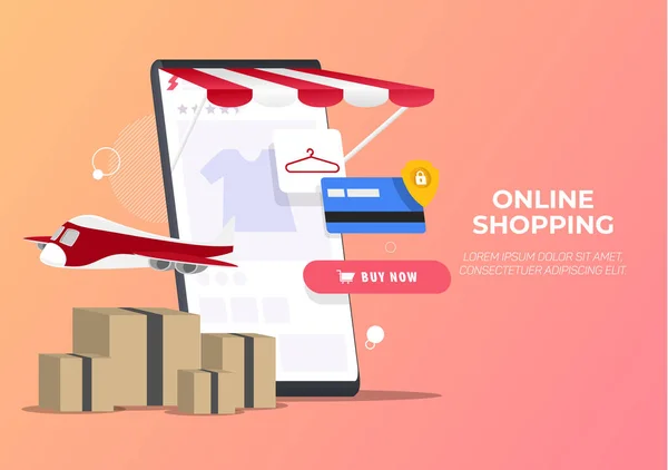 Loja Compras Online Landing Page Premium Vector — Vetor de Stock