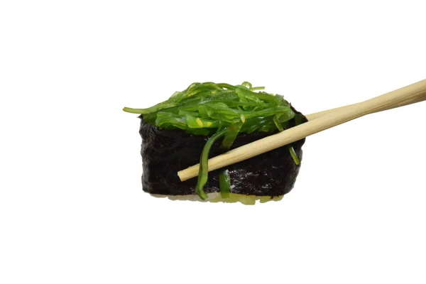 Edible Seaweed Sea Vegetables Wooden Chopsticks Isolated White Background Clipping — Stock Photo, Image