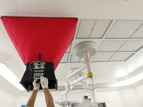 Air flow test for VAV ( Variable Air Volume) and calculating air change rate.