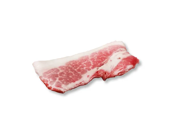 Rohe Streifen Schweinefleisch Isoliert Auf Weißem Hintergrund Mit Clipping Pfad — Stockfoto
