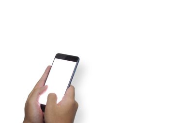 2 eller cep telefonu tutan Kırpma Yolu ile izole