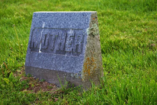 墓地のお父さんのお母さんの頭石を覆ったとても古い型 — ストック写真