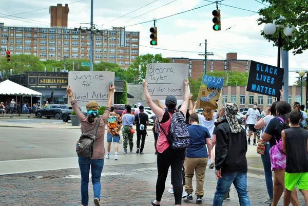 Dayton Ohio Estados Unidos 2020 Manifestantes Por Falta Vidas Importan — Foto de Stock