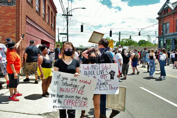 Дейтон Штат Огайо Сша 2020 Протестующие Митинге Вопросам Чёрной Жизни — стоковое фото