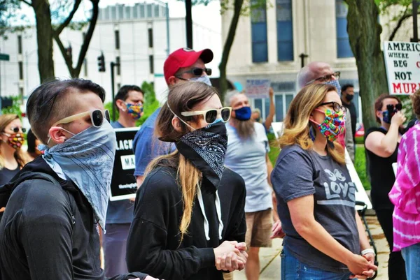 Dayton Ohio Verenigde Staten 2020 Demonstranten Een Zwarte Leven Materie — Stockfoto