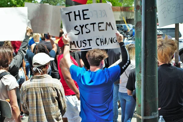 Dayton Ohio Estados Unidos 2020 Manifestantes Comício Vidas Negras Marcham — Fotografia de Stock