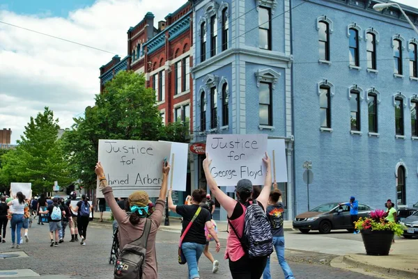 Dayton Ohio Estados Unidos 2020 Manifestantes Mitin Sobre Materia Vidas — Foto de Stock