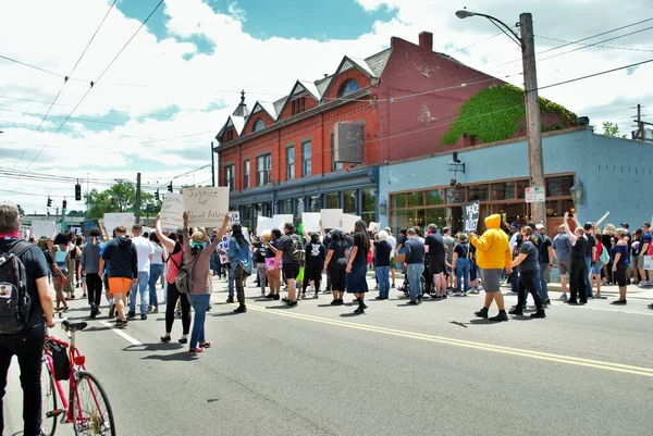 Dayton Ohio Amerikai Egyesült Államok 2020 Tüntetők Egy Fekete Élet — Stock Fotó