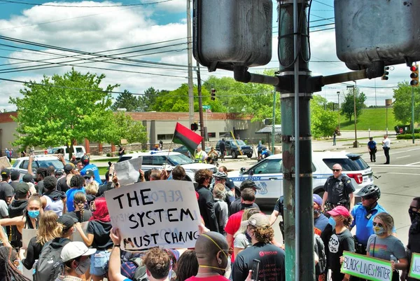 Dayton Ohio Usa 2020 Demonstranter Vid Svart Liv Materia Rally — Stockfoto