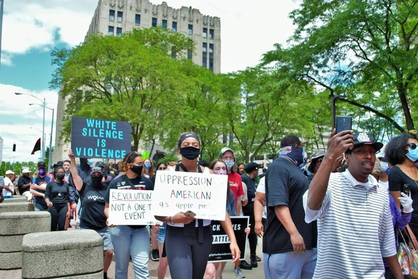 Dayton Ohio Usa 2020 Demonstranten Bei Einer Kundgebung Black Lives — Stockfoto