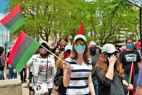 Dayton Ohio États Unis 2020 Des Manifestants Lors Rassemblement Personnes — Photo