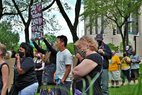 Dayton Ohio Stany Zjednoczone 2020 Protestujący Przeciwko Sprawie Czarnego Życia — Zdjęcie stockowe