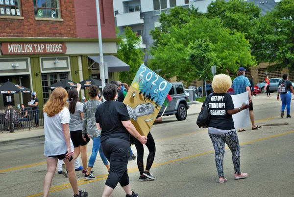 Dayton Ohio États Unis 2020 Des Manifestants Lors Rassemblement Personnes — Photo