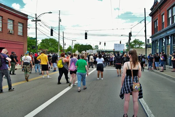 Dayton Ohio Usa 2020 Demonstranten Bei Einer Kundgebung Black Lives — Stockfoto