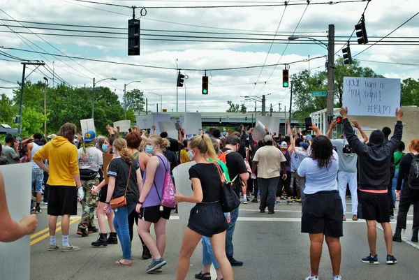Dayton Ohio États Unis 2020 Des Manifestants Lors Rassemblement Personnes — Photo