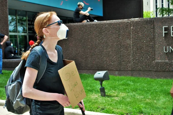 Dayton Ohio Usa 2020 Demonstranten Bei Einer Kundgebung Black Lives — Stockfoto