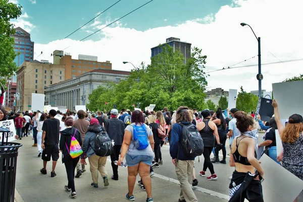 Dayton Ohio Estados Unidos 2020 Manifestantes Mitin Sobre Materia Vidas — Foto de Stock