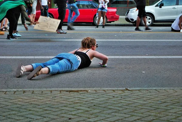 Dayton Ohio Stany Zjednoczone 2020 Protestujący Przeciwko Sprawie Czarnego Życia — Zdjęcie stockowe