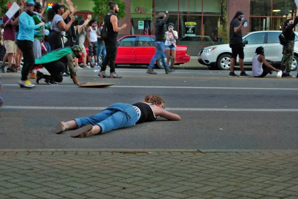 Dayton Ohio Stany Zjednoczone 2020 Protestujący Przeciwko Sprawie Czarnego Życia — Zdjęcie stockowe