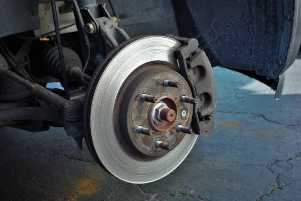 Ruined Disc Brake Rotor Seen Vehicle — Stock Photo, Image