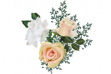 Güller boquet tasarım. Vektör çiçekleri seti.