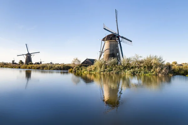 Historic Windmill Kinderdijk Netherlands Keeps Water Away Farmlands — Stock Photo, Image