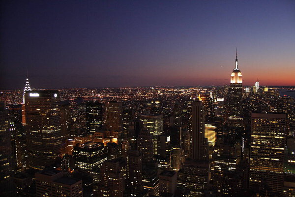 Empire state and Chrysler Building viewed from Top of the Rock
