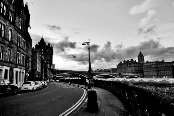 Svartvit Bild Edimburgh Streets — Stockfoto