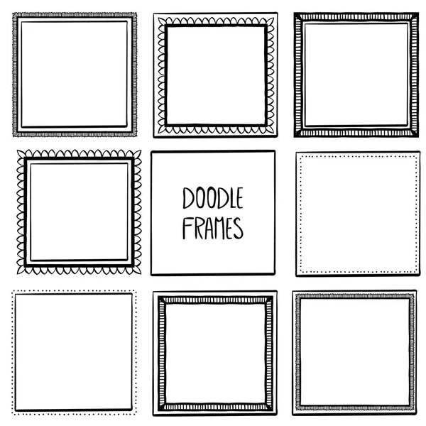 9 el çizilmiş doodle çerçeve , çerçeve seti , vektör illüstrasyon beyaz izole