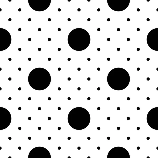 Polka Dots Dotted Seamless Pattern Black Isolated White Repeatable Textile — 스톡 벡터