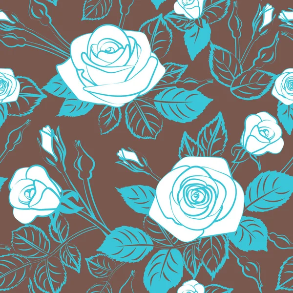 Roses Romantiques Motif Sans Couture Avec Des Bourgeons Feuilles Fleurir — Image vectorielle