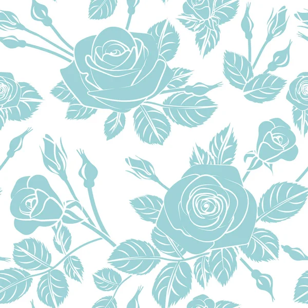 Romantic Roses Seamless Pattern Leafs Buds Blossom Wallpaper Background Repeatable — Stock Vector