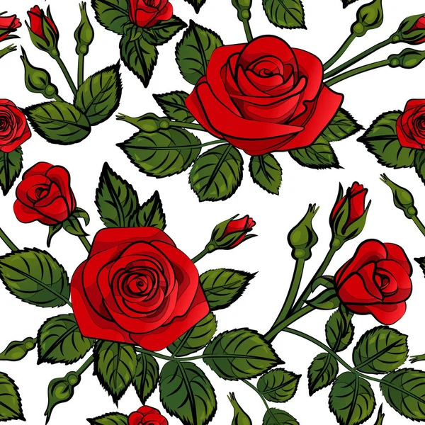 Motif Rose Fleur Rouge Sur Fond Blanc Illustration Vectorielle Transparente — Image vectorielle