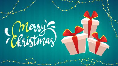 hediye kutusu şerit ve yay, karikatür tarzı ile presetns kutuları. Noel, Doğum günü, tatil kavramı. Vektör çizim