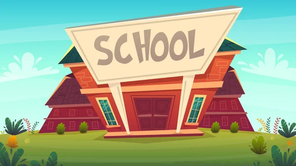 Школу Day Knowledge Funny Cartoon Background Warm Autumn Education Card — стоковый вектор