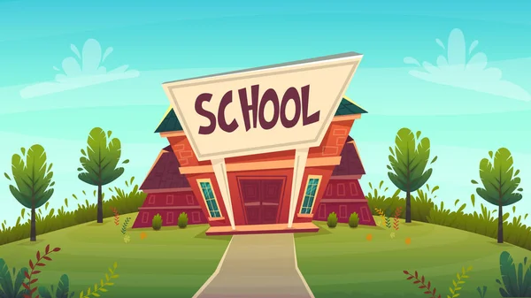 School Day Knowledge Funny Cartoon Background Warm Autumn Education Card — Stock Vector